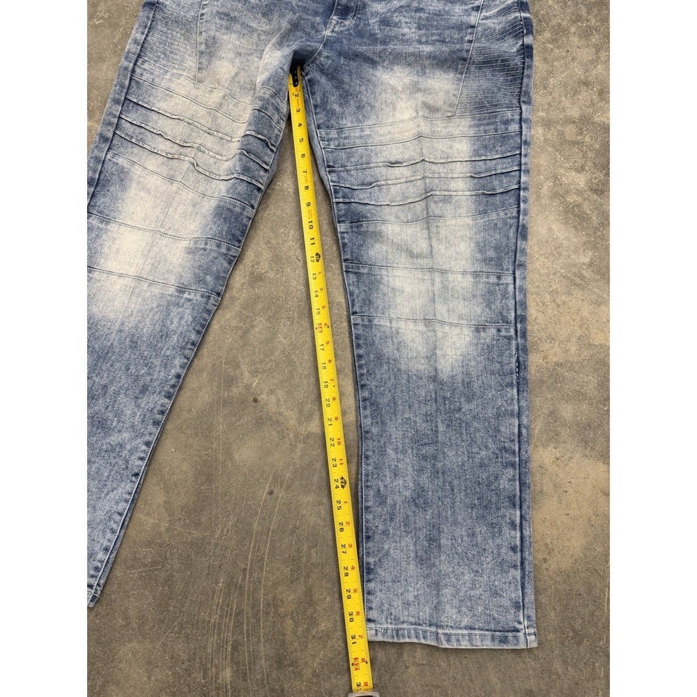 Southpole Jeans Men's Sz 44 Moto Skinny Denim Stretch Light Acid Wash Y2k Skater - Picture 4 of 6